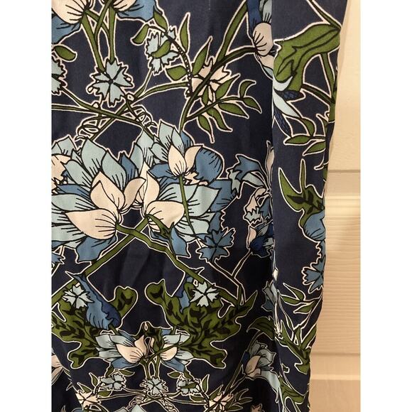 Massimo Dutti Navy Blue Botanical Floral Scoop Neck Shift Dress, 4 - Picture 10 of 12
